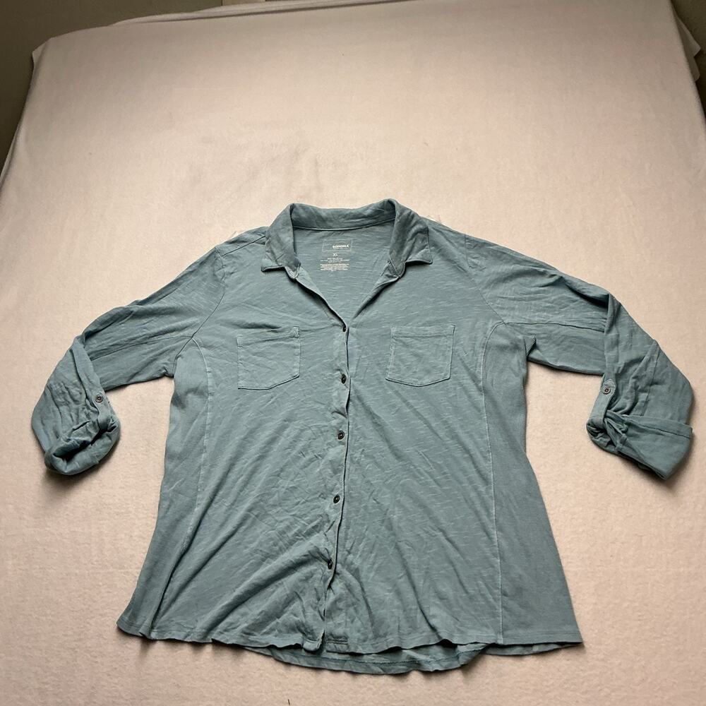 Sonoma Outdoor Sz XL light blue button up roll tab longsleeves collar v-neck4070